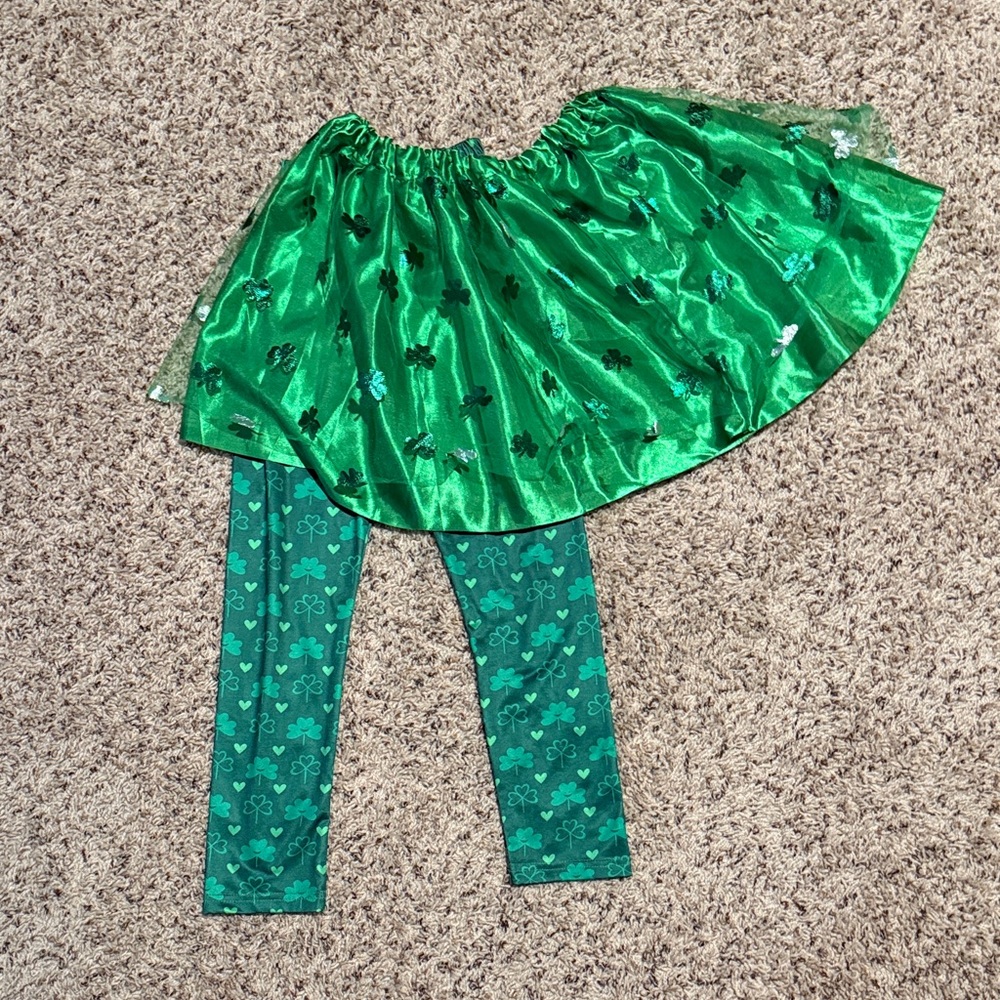 Girls st Patrick’s day bundle skirt OSFM pants 120 (5T)
